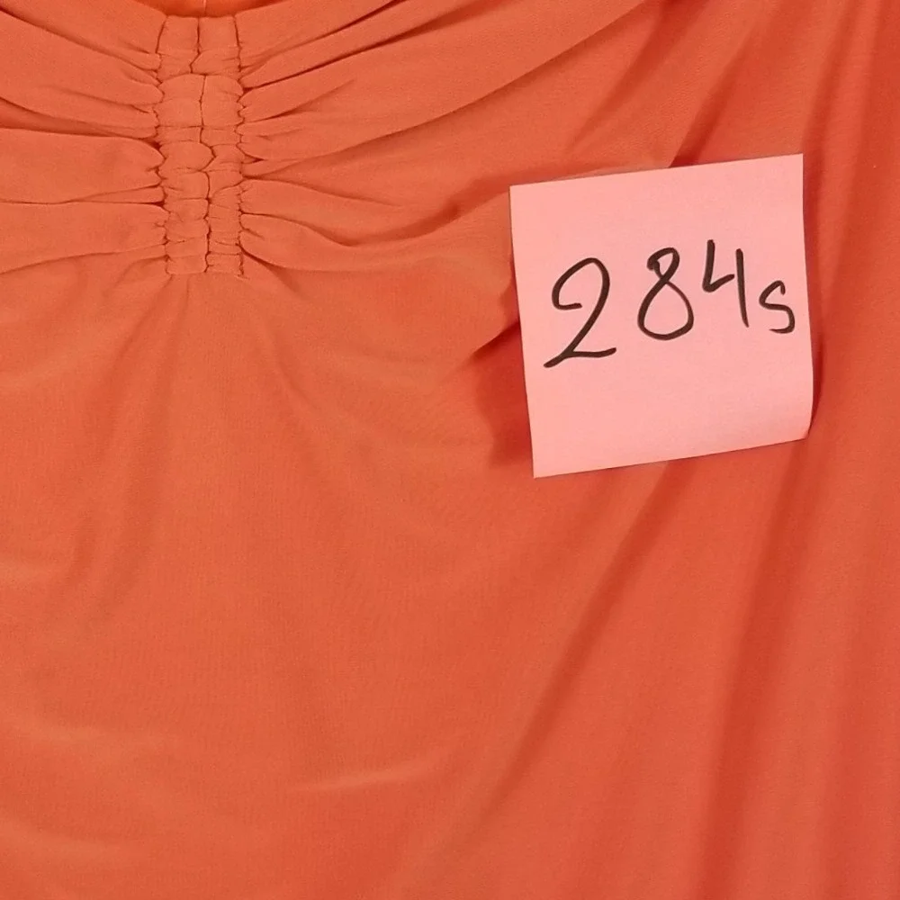 White House Black Market Orange Ruched Front Midi Skirt XL NWT‎ Stretch Jersey